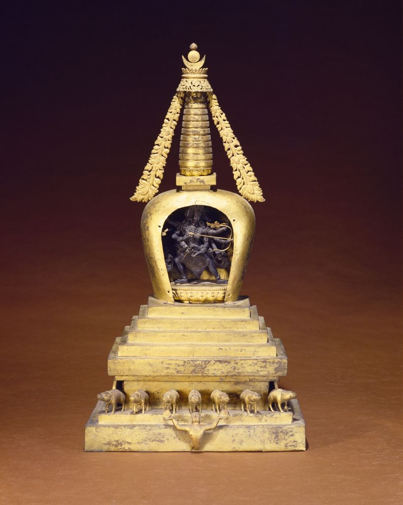 图片[1]-Purple gold eight-armed light Buddha mother image-China Archive